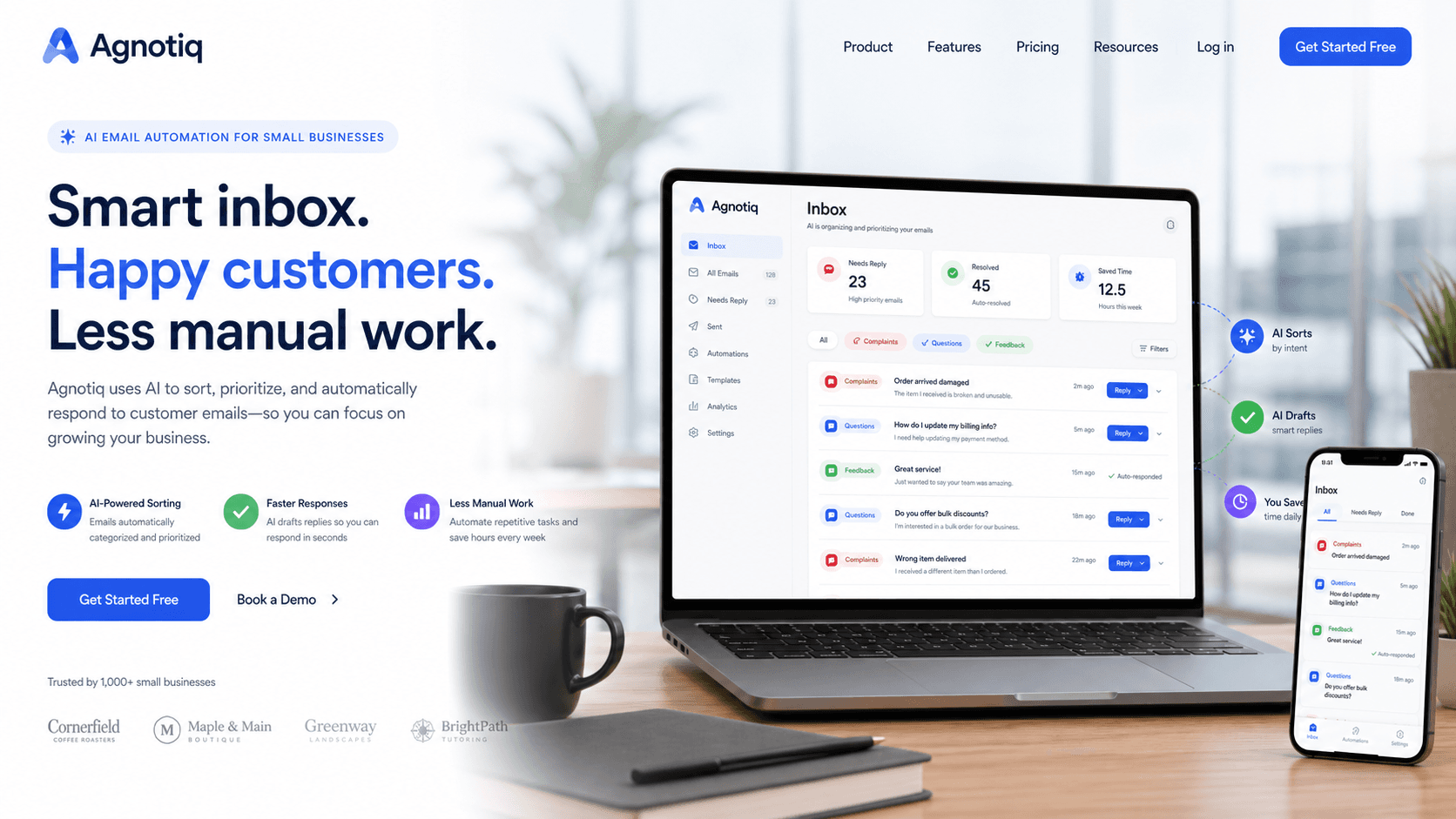 Email AI Agent, product interface